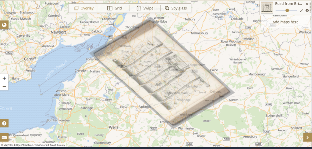 Overlayed map on book of what it looks like in Bristol 